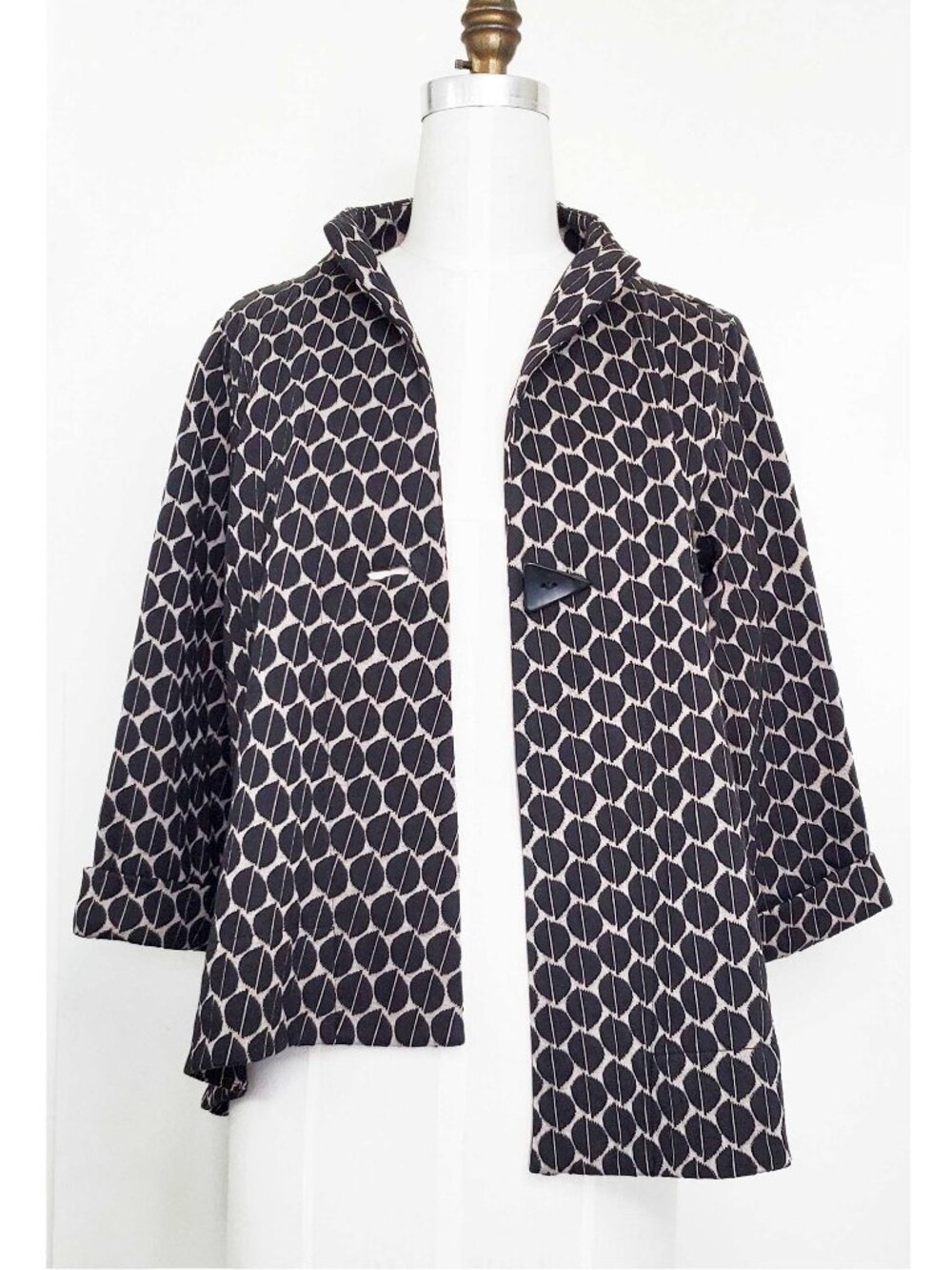 Comfy USA Womens Knit Cardigan The Melinda Jacket  Black Tan Asymmetric Hem S